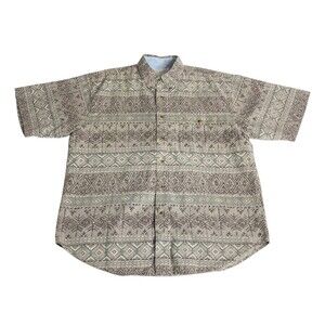 Vintage Bugle Boy Shirt Mens L Button Short Sleeve Southwestern Aztec Streetwear